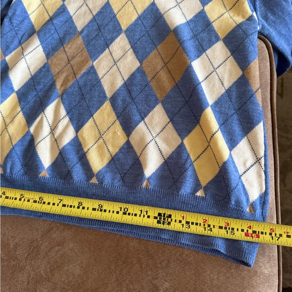 Women’s Brook Brothers Blue Argyle V-Neck Sweater - Picture 6 of 7